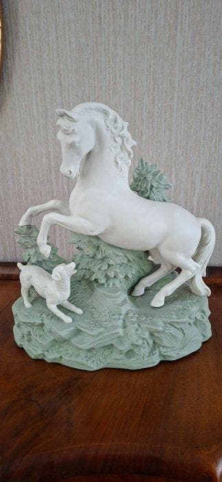 Beeld, Steigerend paard - 24 cm - Biscuit porselein - 1960