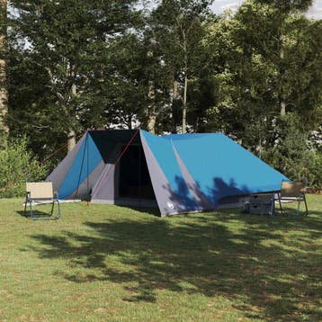 vidaXL Tipi Tent 12-persoons Blauw taft, Caravans en Kamperen, Verzenden, Nieuw