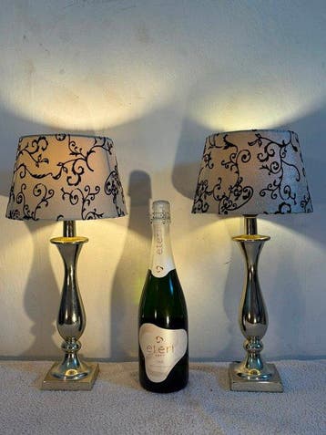 Lampe de table (2) - Monaco Chique - Chrome, Acier, Textile