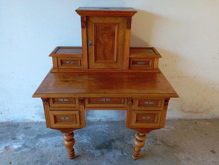 Bureau - Ronce de noyer - Gründerzeit 1880-1910 - Hauteur :, Antiquités & Art, Antiquités | Autres Antiquités