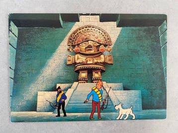 Hergé - 1 Zeldzame wenskaart Tintin en de Tempel van de Zon, Boeken, Stripverhalen, Nieuw