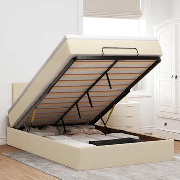 vidaXL Ottoman bed met matras 120x190cm stof crèmekleurig, Verzenden, Nieuw