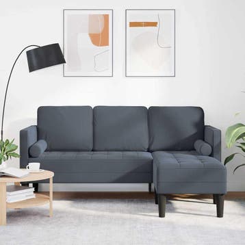 vidaXL bank / zetelstel met kussen Donkergrijs Polyester, Huis en Inrichting, Zetels | Zetels, Verzenden, Nieuw