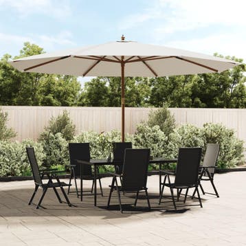vidaXL Parasol met houten paal 400x273 cm zandkleurig, Verzenden