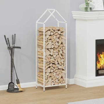vidaXL Brandhoutrek 40x25x120 cm koudgewalst staal wit, Verzenden