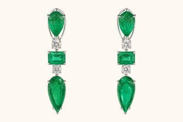 Cocktail oorbellen - 18 karaat Witgoud - 20.09ct. tw.