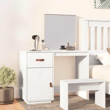 vidaXL Kaptafel 95x50x134 cm massief grenenhout wit, Verzenden, Nieuw