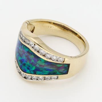 Ring - 14 karaat Geel goud Diamant (Natuurlijk)