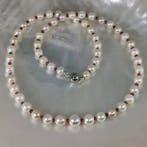 Halsketting Zilver Parel - Spinel - Akoya rainbow Ø 6×8,2 mm, Nieuw