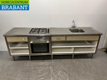 RVS Werktafel met 4 Pits Fornuis, Oven en spoelbak met kraan, Ophalen of Verzenden, Nieuw in verpakking