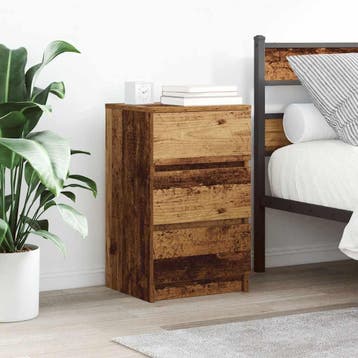 vidaXL Nachtkastje met 3 lades 39x35x65 cm oud hout, Verzenden, Nieuw