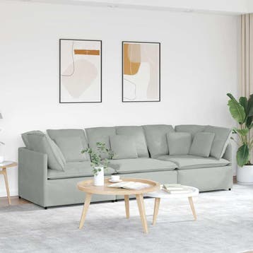 vidaXL Modulaire bank / zetel met kussens fluweel lichtgrijs, Verzenden, Nieuw