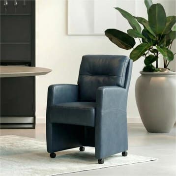 Set van 8 Leren eetkamerstoelen Sharp - Granada Blue, Huis en Inrichting, Stoelen, Ophalen of Verzenden, Nieuw, Leer