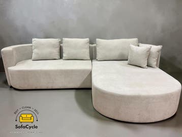 Beige velours zetel met slaapfunctie – praktisch comfort met, Verzenden