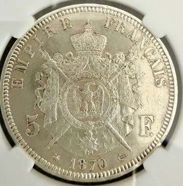 France. Napoléon III. 5 Francs 1870-A, Paris (Sans prix de