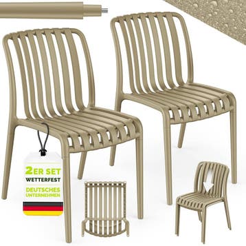 Tuinstoelen - Weerbestendig - Set van 2 - Taupe - Tillvex®, Tuin en Terras, Verzenden, Nieuw