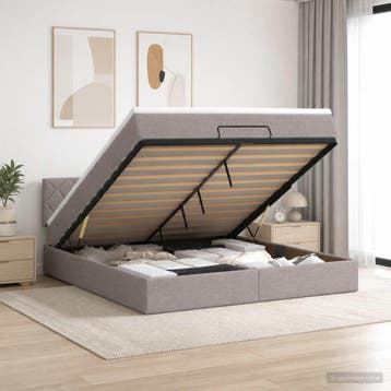 vidaXL Ottoman bed met matras met hoofdeinde Taupe 140 x 190, Maison & Meubles, Chambre à coucher | Lits, Verzenden