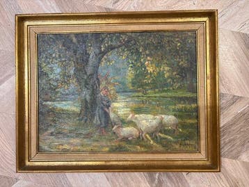 Eduardo van Esbroeck (1869-1949) - Pastoralny krajobraz z, Antiek en Kunst