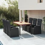 vidaXL 7-delige Tuinset poly rattan en massief acaciahout, Verzenden, Nieuw, Tuinset