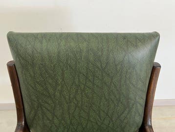 Fauteuil - Noyer - Fauteuil vintage avec tabouret