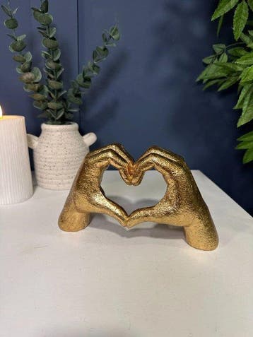 Decoratief ornament - Italian Gold Hands of Love Sculpture –