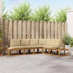 vidaXL Buiten bank set met kussen 6 Stuk Natuurlijk en Beige, Verzenden, Nieuw