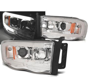 PHARES POUR DODGE RAM 02-06 TUBE LED CHROMÉ, Verzenden