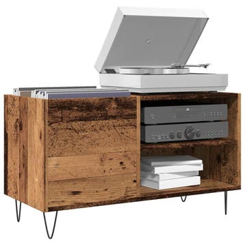 vidaXL Platenkast 84,5x38x48 cm bewerkt hout oud houtkleurig, Verzenden, Nieuw