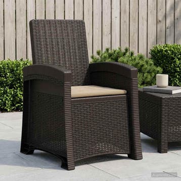 vidaXL Ligstoel Rieten Look Antracietkleurig en taupe PP, Tuin en Terras, Tuinstoelen, Verzenden, Nieuw