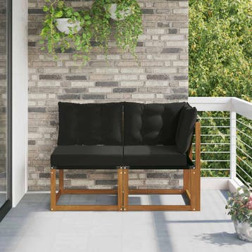 vidaXL 2 st Outdoor Midden- en Hoekbank Naturel, Verzenden