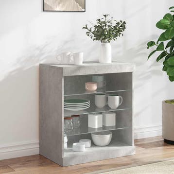 vidaXL Dressoir met LED-verlichting 60,5x37x67 cm betongrijs, Verzenden