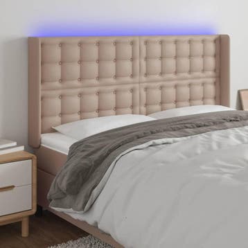 vidaXL Hoofdbord LED 147x16x118/128 cm kunstleer, Verzenden, Nieuw