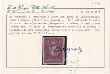 Liechtenstein 1935 - Blason 5 f. lilas Uniforme 128 intègre
