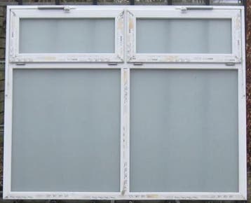pvc raam , chassis , venster 208 x 170 wit met  MAT glas, Kunststof, Raamkozijn, Nieuw, Ophalen of Verzenden