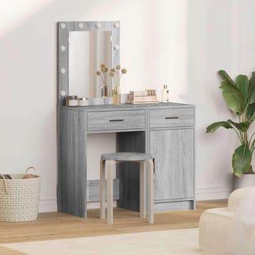 vidaXL Kaptafel 2 st Grijs 50 x 41 x 135 cm Bewerkt hout, Verzenden