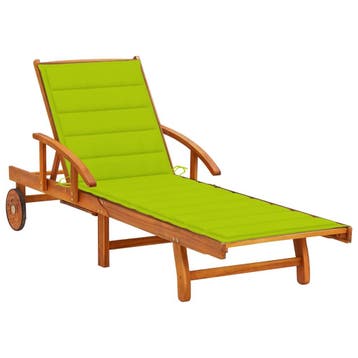 vidaXL Ligbed met kussen massief acaciahout, Tuin en Terras, Verzenden, Nieuw