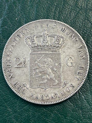 Nederland. Willem II. 2 1/2 Gulden 1847 (Zonder
