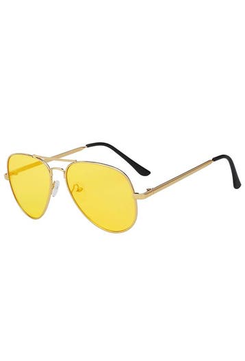 KIMU® Bril Avator Heren Goud Montuur Gele Glazen Nachtbril A, Handtassen en Accessoires, Ophalen of Verzenden, Nieuw, Geel