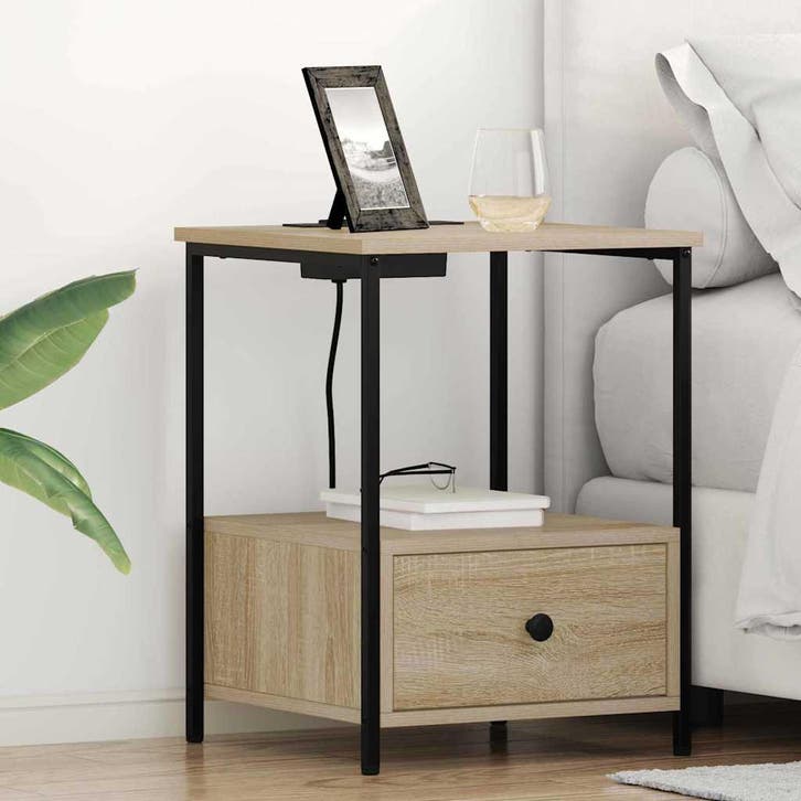 vidaXL Nachtkastje met lade Sonoma Eik 42 x 41 x 56 cm, Maison & Meubles, Chambre à coucher | Tables de chevet, Envoi