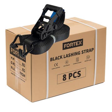 8x FORTEX 2-delige spanband met ratel en haken - 50mm -, Verzenden, Nieuw