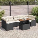 vidaXL Tuinbank Set met opslag 8 pcs Zwart Poly rattan, Verzenden, Nieuw