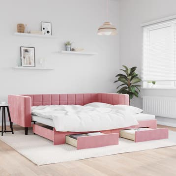 vidaXL Slaapbank met onderschuifbed en lades 100x200 cm, Verzenden, Nieuw