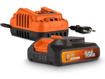 Powerplus POWDP90620 - Dual Power batterij & lader set - 20V, Verzenden, Zo goed als nieuw