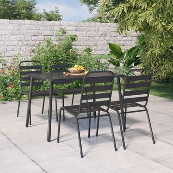 vidaXL 5-delige Tuinset staal antracietkleurig, Verzenden, Nieuw, Tuinset