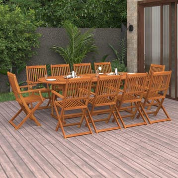vidaXL 11-delige Tuinset 220x90x75 cm massief acaciahout, Tuin en Terras, Tuinsets en Loungesets, Verzenden, Nieuw, Tuinset