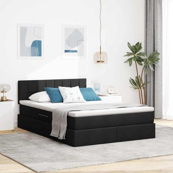 vidaXL Opslag bed met matras Zwart 140 x 200 cm fluweel, Verzenden, Nieuw