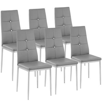 tectake Eetkamerstoelen, kunstleer met strass steentjes - gr, Verzenden, Nieuw
