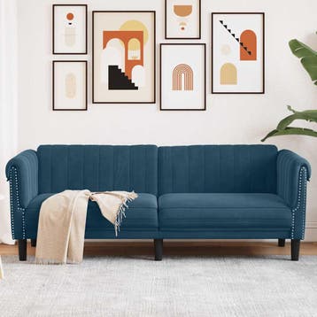 vidaXL Driezitsbank / zetel fluweel blauw, Verzenden, Nieuw