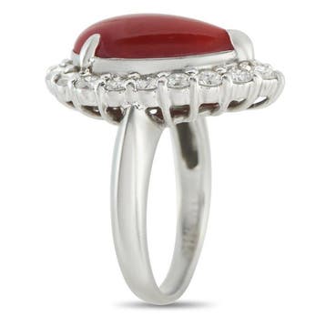 Bague Bague en platine de 1,27 ct avec diamant et corail,, Bijoux, Sacs & Beauté, Bagues