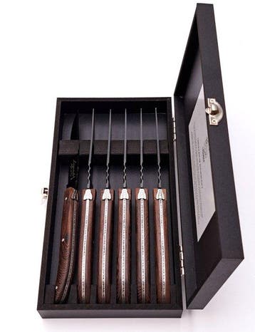 Laguiole - 6x Luxury Steak Knives - Wengé Wood - style de -
